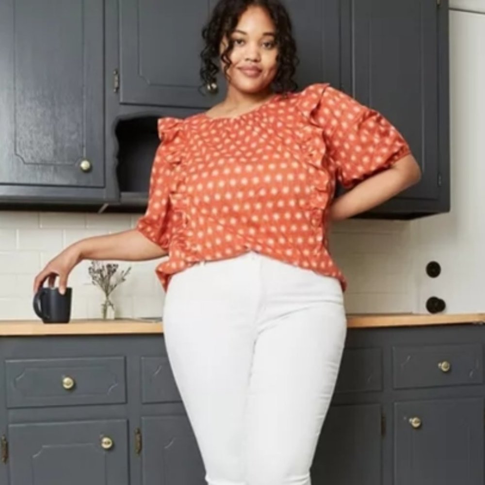 Universal Thread Puff sleeve sun print blouse | L